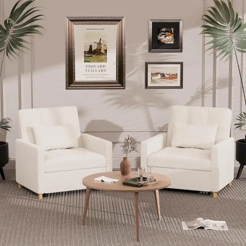 AECOJOY Fauteuil Convertible 3-en-1 avec Oreiller et Dossier Réglable