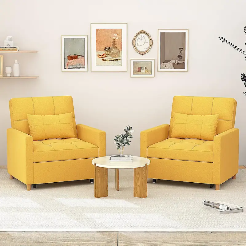 AECOJOY Fauteuil Convertible 3-en-1 avec Oreiller et Dossier Réglable