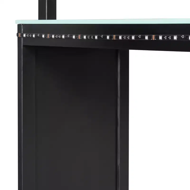 Lit mezzanine de jeu en L avec bureaux, lits superposés doubles avec lumières LED, ports USB, étagères de rangement, lit mezzanine d'angle en bois pour 2 personnes