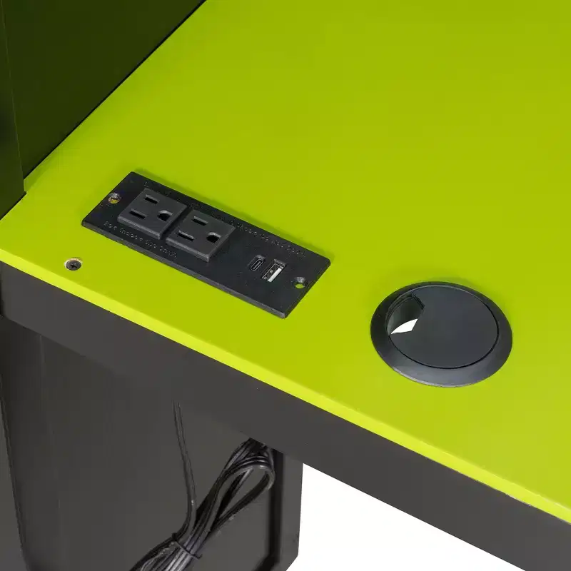 Lit mezzanine de jeu en L avec bureaux, lits superposés doubles avec lumières LED, ports USB, étagères de rangement, lit mezzanine d'angle en bois pour 2 personnes