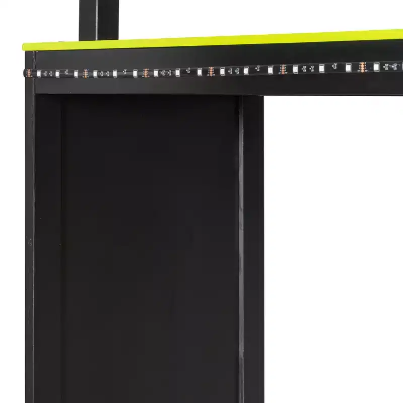 Lit mezzanine de jeu en L avec bureaux, lits superposés doubles avec lumières LED, ports USB, étagères de rangement, lit mezzanine d'angle en bois pour 2 personnes
