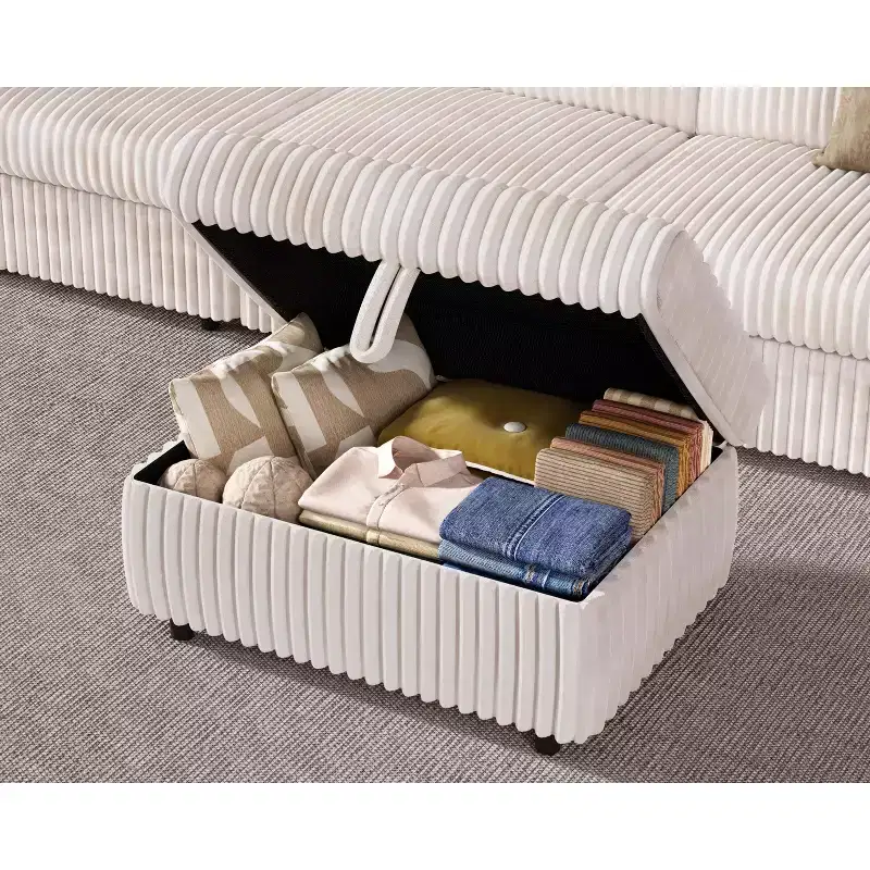 Canapé d'angle modulaire en velours côtelé Dyonery avec housses lavables
