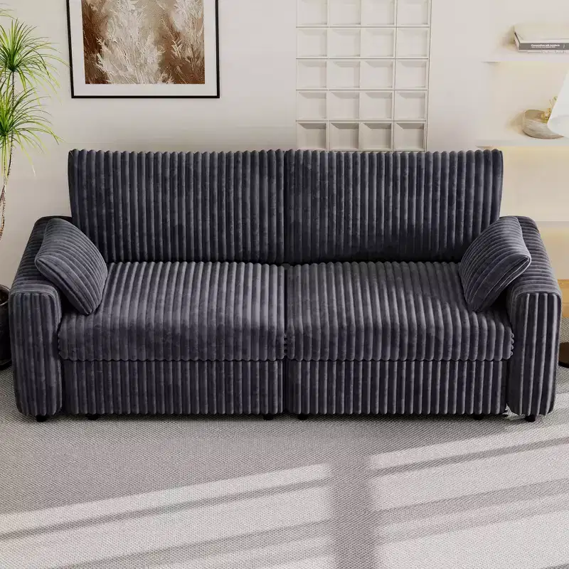 Canapé d'angle modulaire en velours côtelé Dyonery avec housses lavables