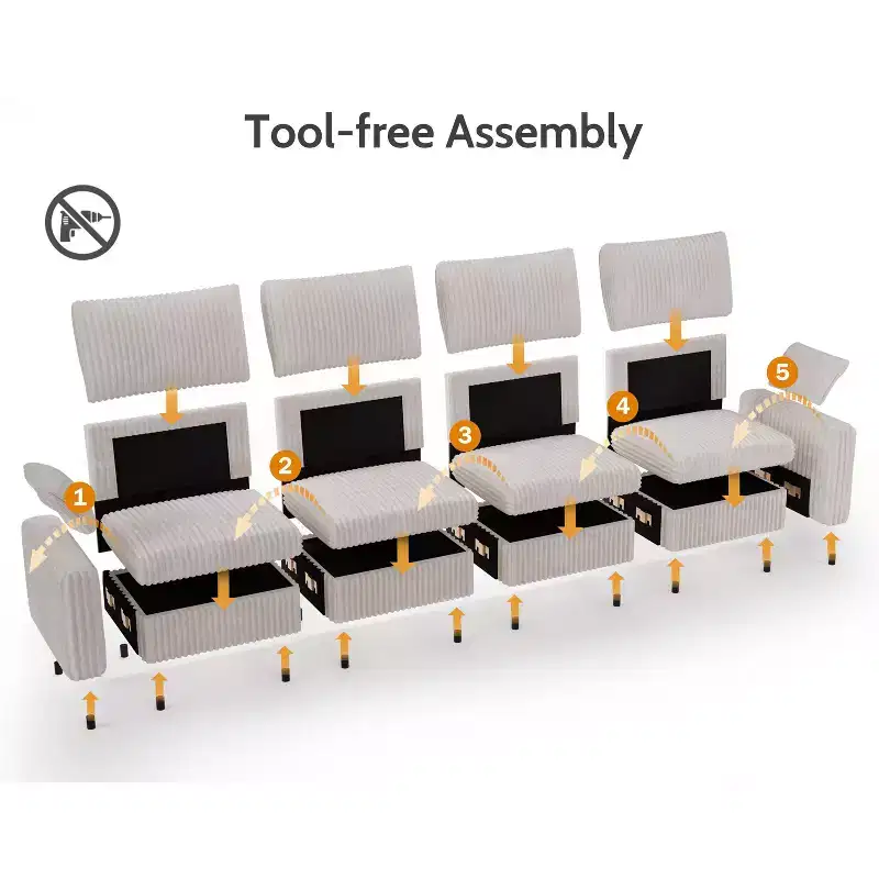 Canapé d'angle modulaire en velours côtelé Dyonery avec housses lavables