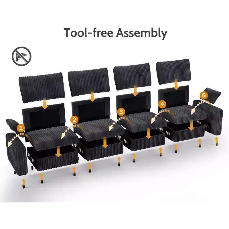 Canapé d'angle modulaire en velours côtelé Dyonery avec housses lavables