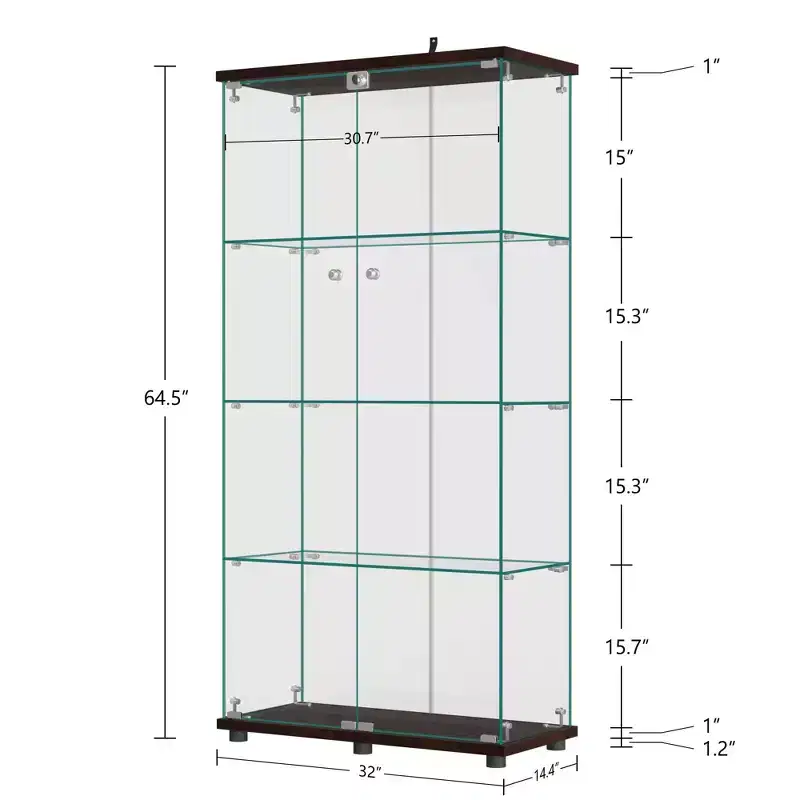 Vitrine en verre 64,5 X 32 avec serrure
