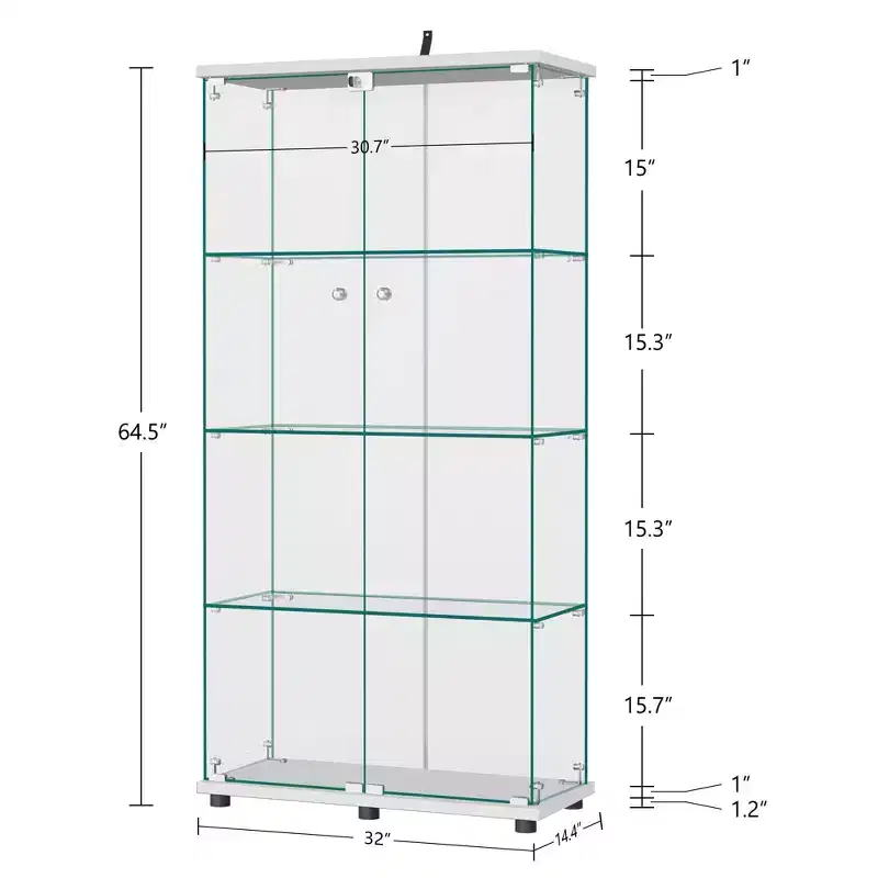 Vitrine en verre 64,5 X 32 avec serrure