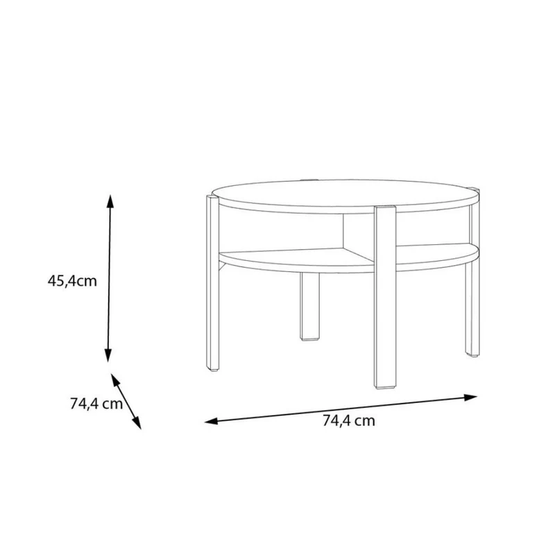 Tavolino da salotto rotondo 74 cm con ripiano inferiore colore rovere medio Aura