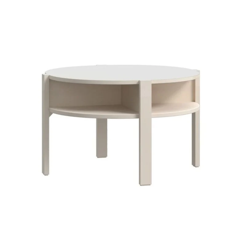 Tavolino da salotto rotondo 74 cm con ripiano inferiore colore cashmere Aura