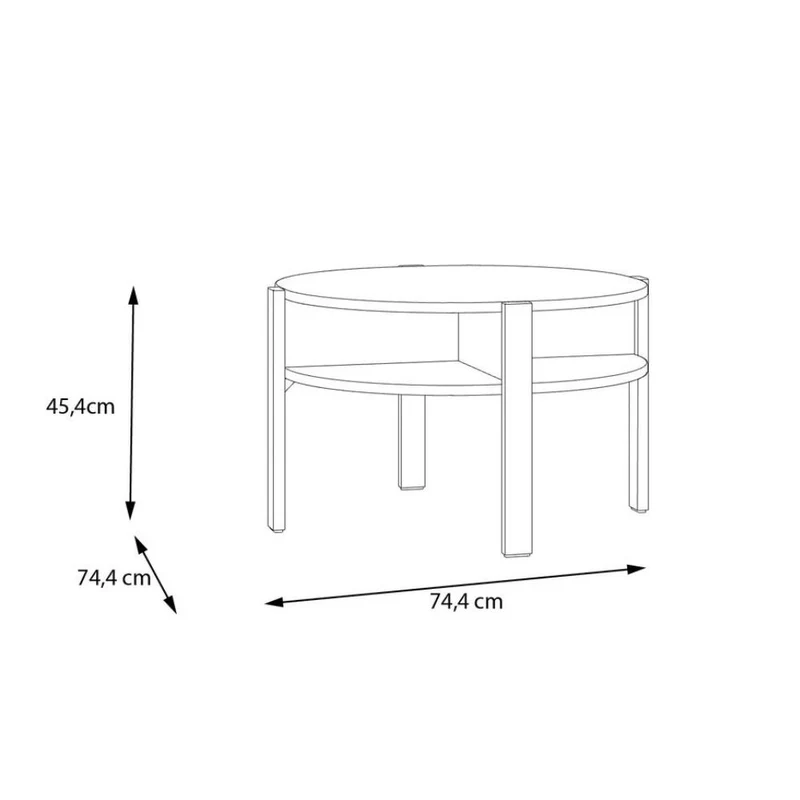 Tavolino da salotto rotondo 74 cm con ripiano inferiore colore cashmere Aura