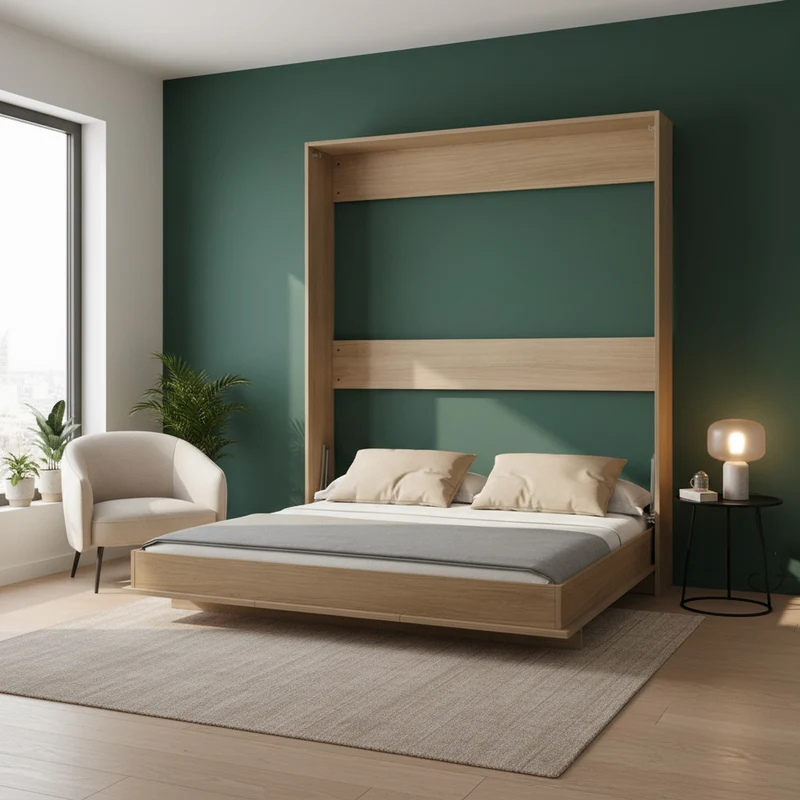 Letto matrimoniale a scomparsa salvaspazio colore rovere 164x38x221H Primer