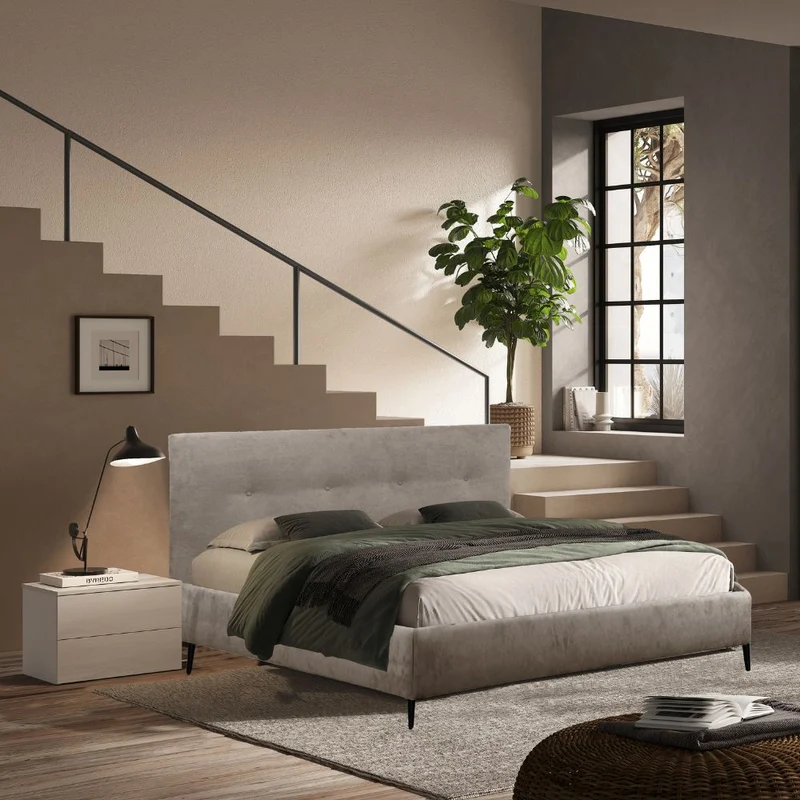 Camera da letto completa con armadio 6 ante con specchio e letto matrimoniale tortora Michela