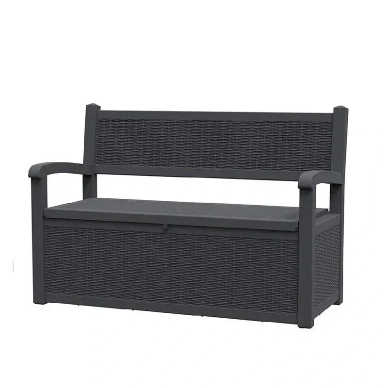 Banc de rangement en résine tout temps avec compartiment caché verrouillable - Aspect rotin, capacité de 227 kg, rangement de 265 litres
