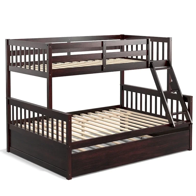 Lit superposé Gymax double sur grand avec lit gigogne double convertible