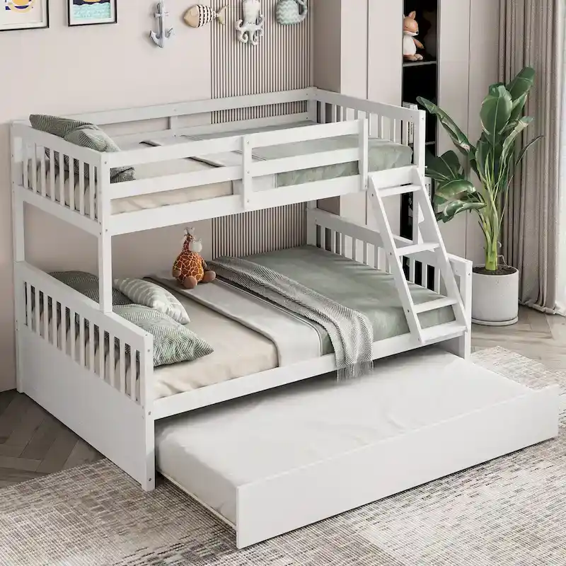 Lit superposé Gymax double sur grand avec lit gigogne double convertible
