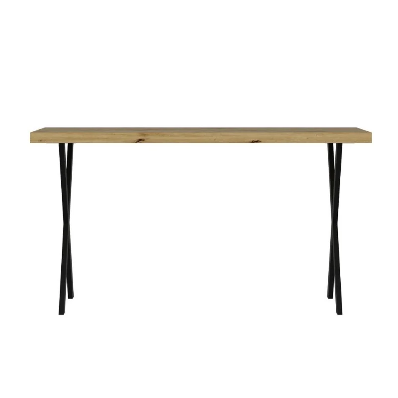 Tavolo fisso rettangolare colore rovere 139x80x76H gambe in metallo nero Brayn