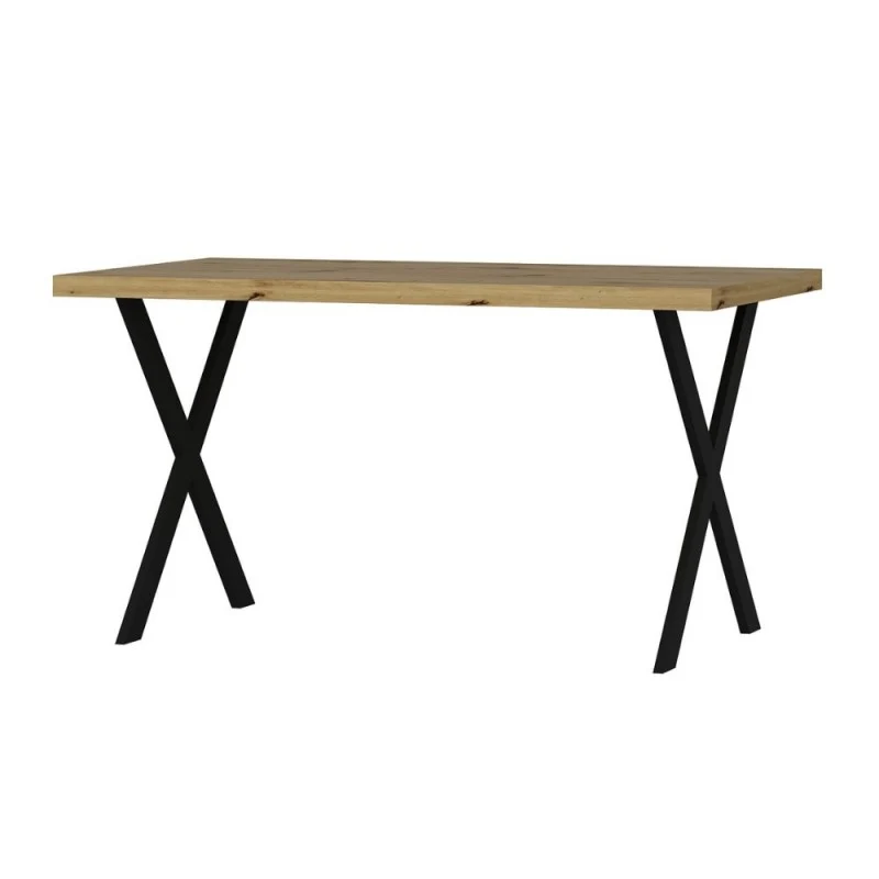Tavolo fisso rettangolare colore rovere 139x80x76H gambe in metallo nero Brayn