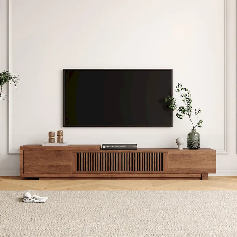 Meuble TV rétractable et extensible moderne avec 4 tiroirs, jusqu'à 261,62 cm - 78,54P x 15,74L x 13,78H
