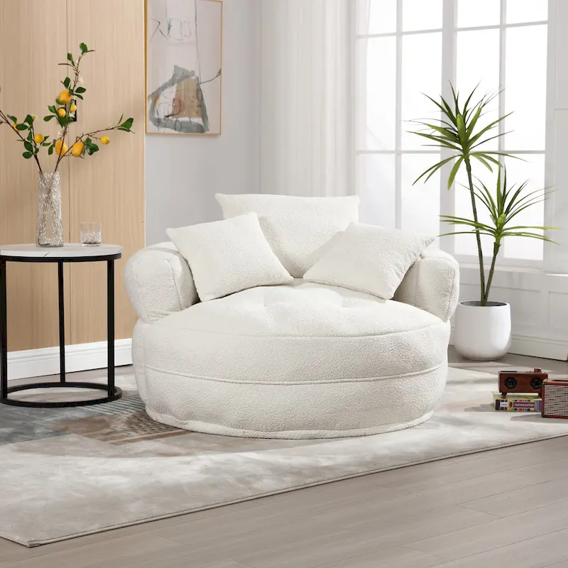 Fauteuil paresseux rond – Blanc/Bleu/Gris/Jaune/Orange/Rouge rosé/Bleu marine/Vert, Siège simple et double