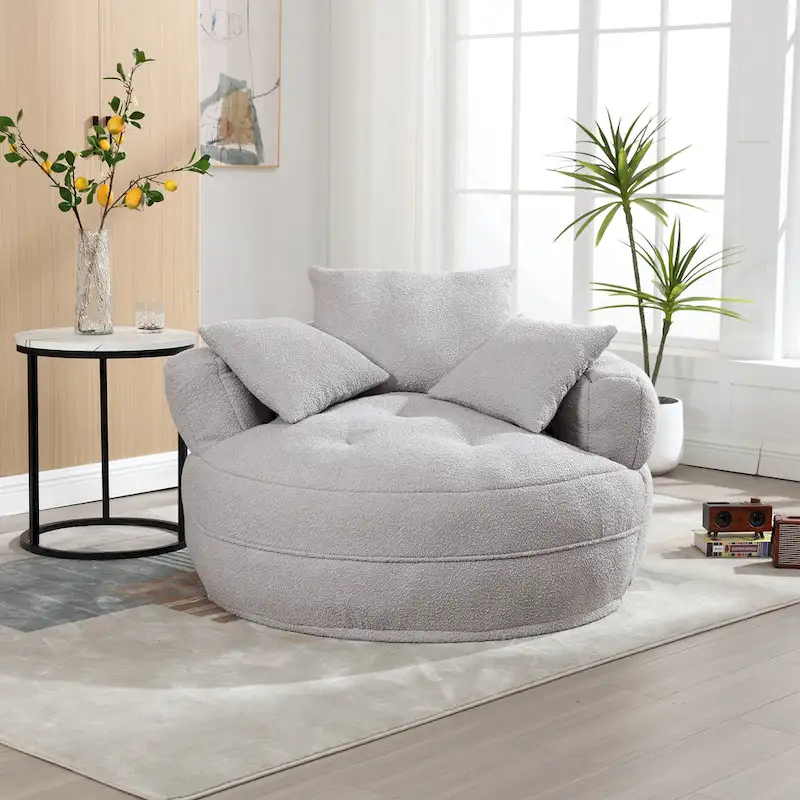 Fauteuil paresseux rond – Blanc/Bleu/Gris/Jaune/Orange/Rouge rosé/Bleu marine/Vert, Siège simple et double
