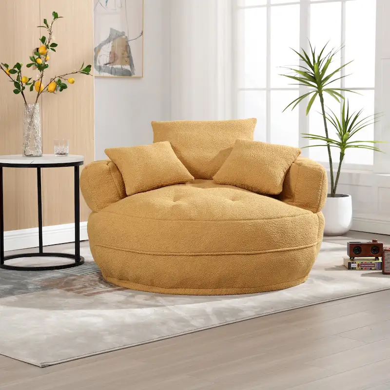 Fauteuil paresseux rond – Blanc/Bleu/Gris/Jaune/Orange/Rouge rosé/Bleu marine/Vert, Siège simple et double