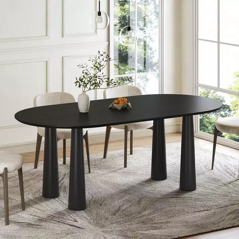 Dovelina 67 Table à manger ovale en bois à 4 pieds Table de cuisine moderne pour 6 personnes
