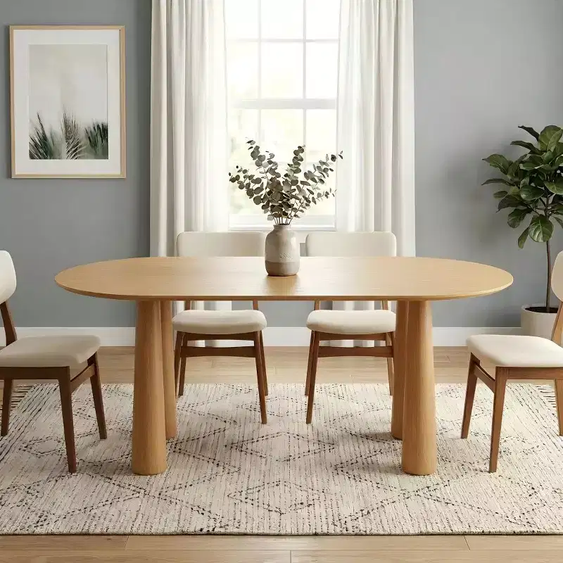 Dovelina 67 Table à manger ovale en bois à 4 pieds Table de cuisine moderne pour 6 personnes