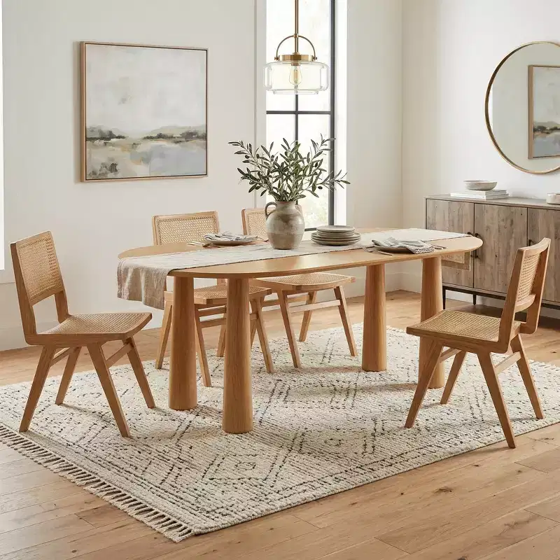 Dovelina 67 Table à manger ovale en bois à 4 pieds Table de cuisine moderne pour 6 personnes