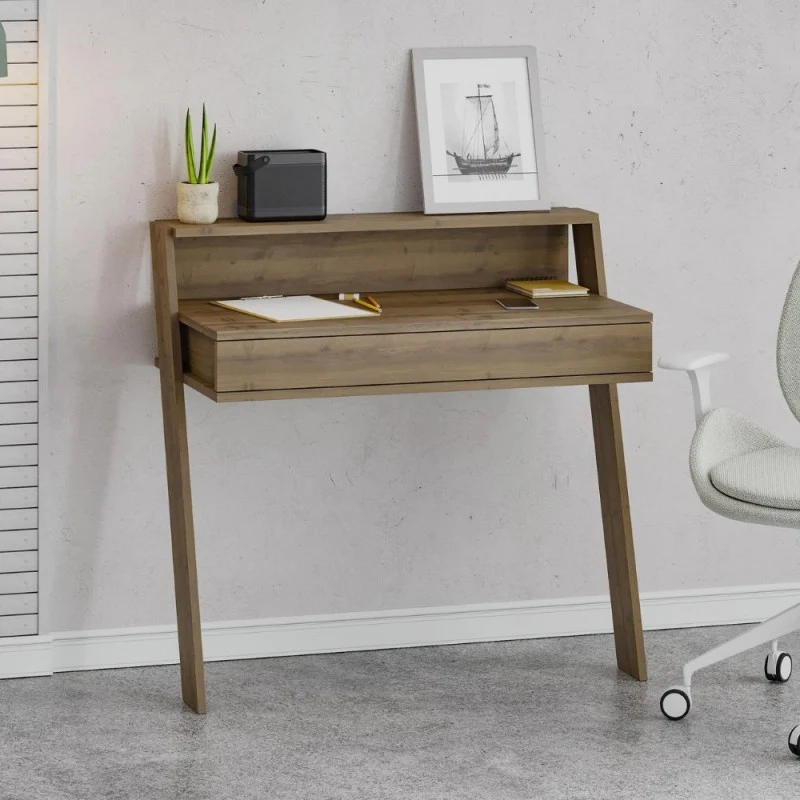 Scrivania da parete con cassetto 94 cm colore noce Cowork