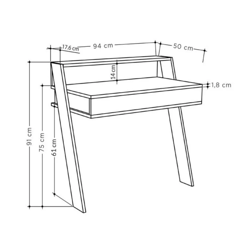 Scrivania da parete con cassetto 94 cm colore cashmere Cowork