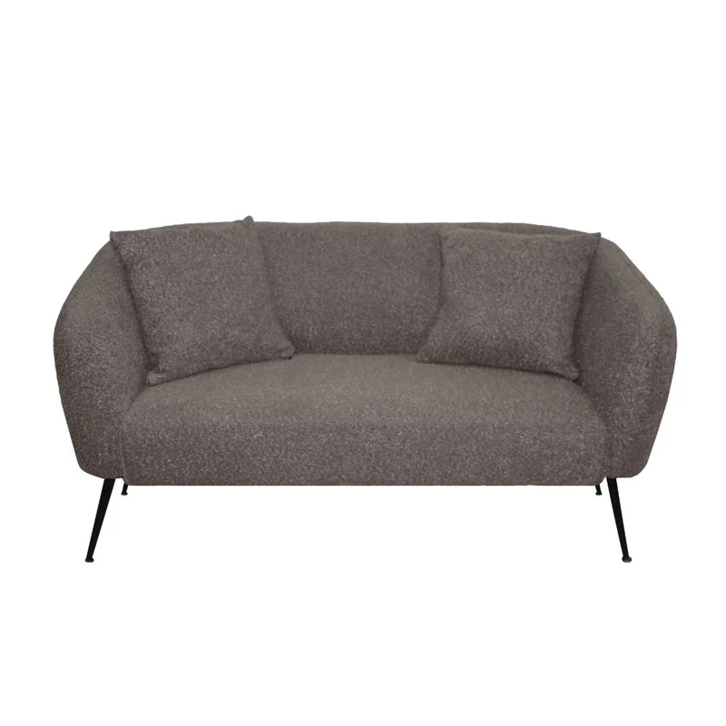 Divano 2 posti in tessuto grigio mouse con piedi neri 141x70x74H Nuvia