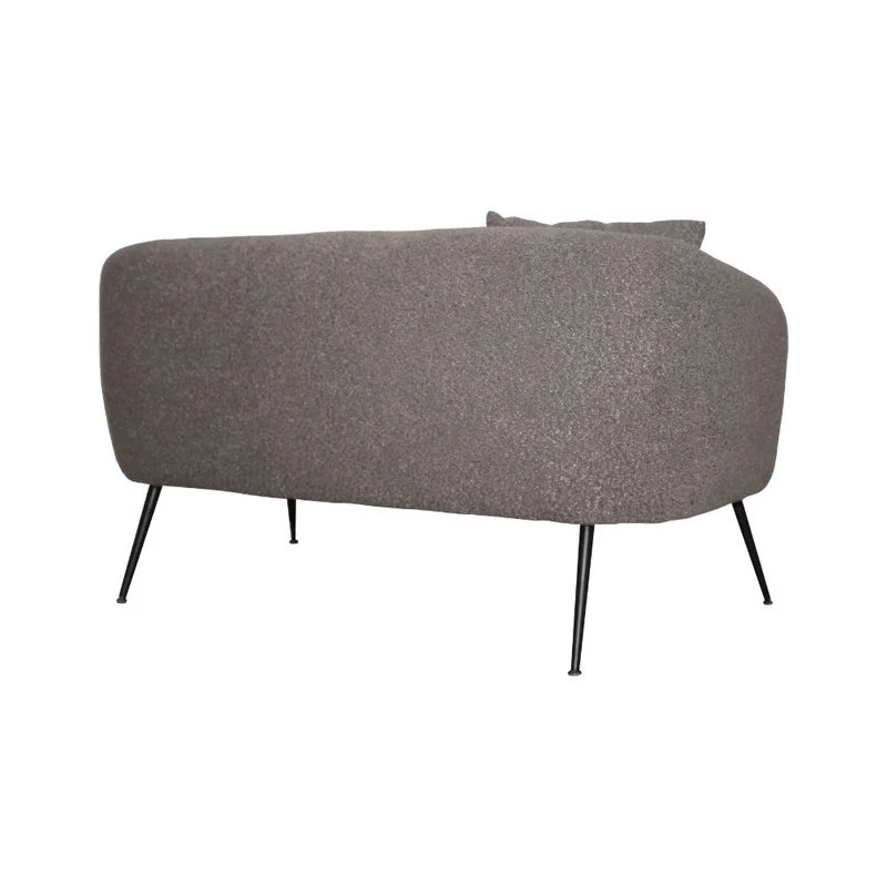 Divano 2 posti in tessuto grigio mouse con piedi neri 141x70x74H Nuvia