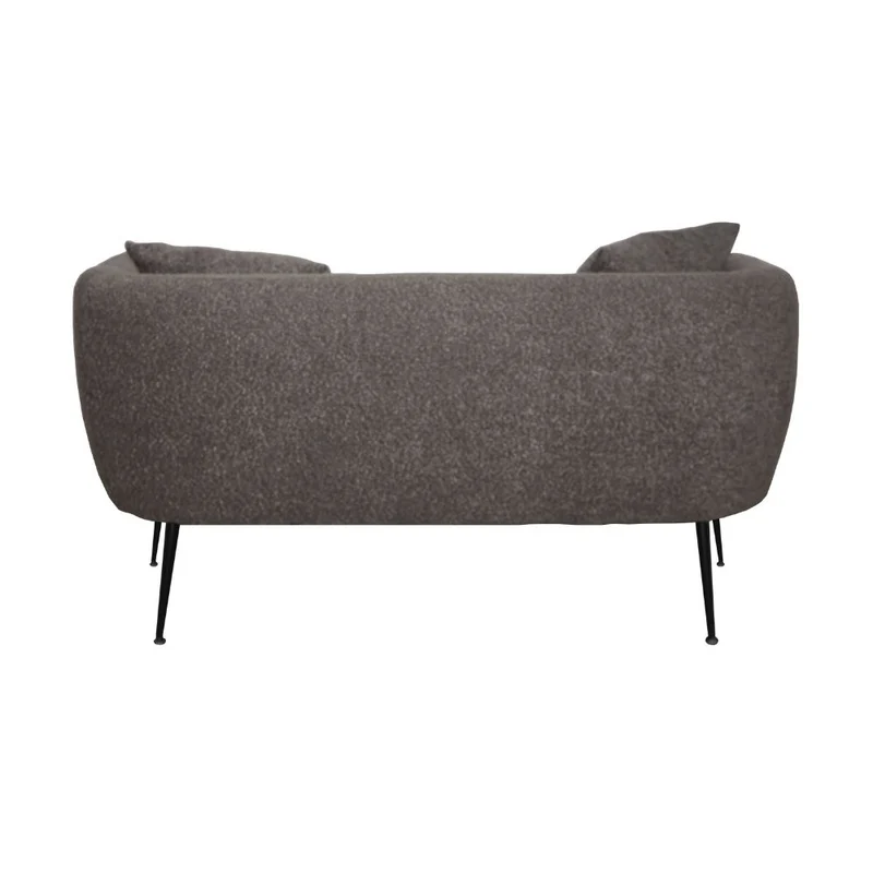 Divano 2 posti in tessuto grigio mouse con piedi neri 141x70x74H Nuvia