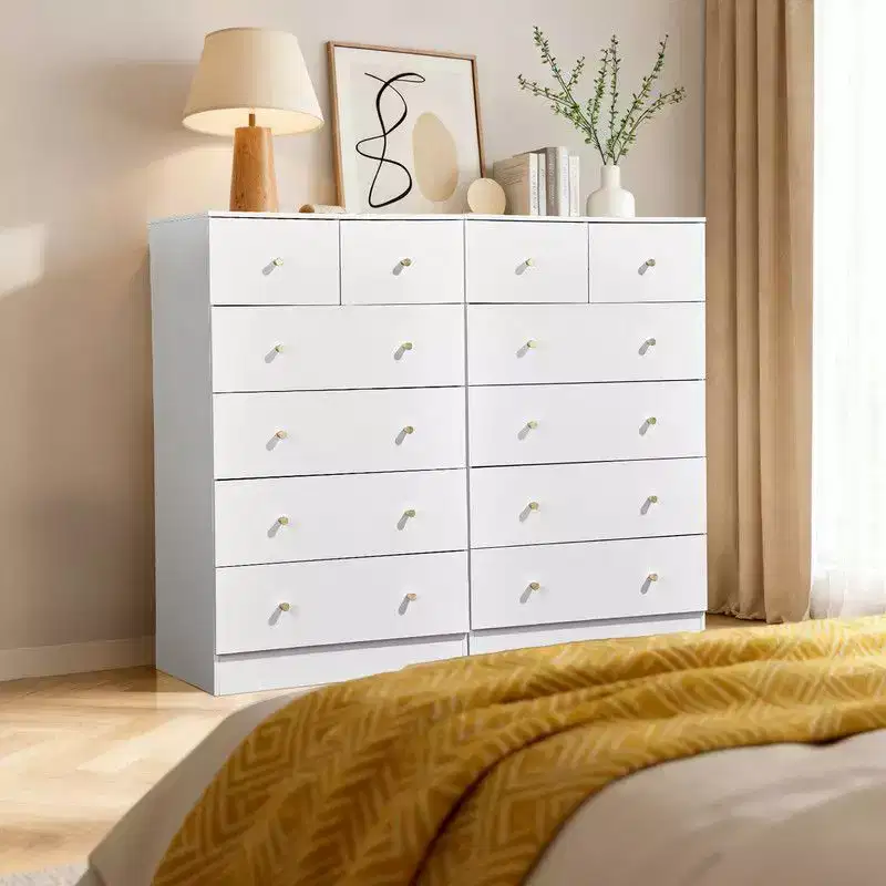 Grande commode à 6 tiroirs Karl Home pour chambre à coucher et commode à tiroirs avec construction robuste en bois, organisateur de rangement pour placard, en blanc
