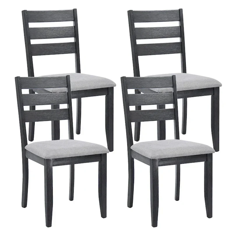 Lot de 4 chaises de salle à manger en bois à dossier à lattes