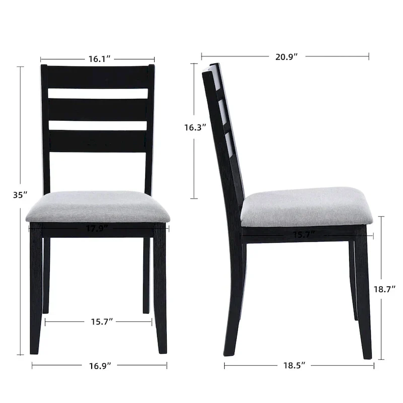 Lot de 4 chaises de salle à manger en bois à dossier à lattes