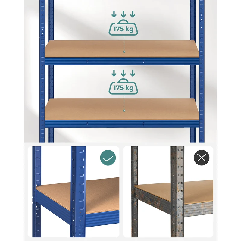 Étagère de rangement à 5 niveaux pour garage 200 x 120 x 60 cm capacité 875 kg structure robuste design contemporain en acier noir 12_0010950