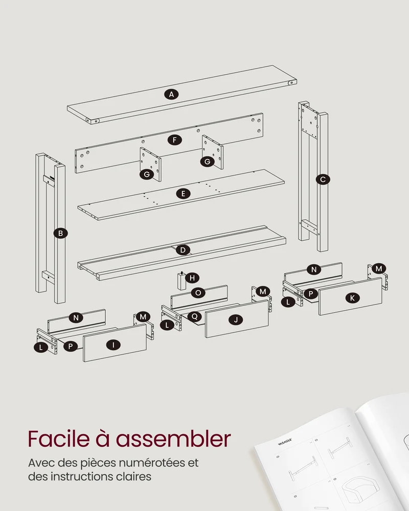 Table console rectangulaire rangement 24 x 120 x 76 cm 3 tiroirs style campagnard finition rustique en MDF blanc 12_0011572