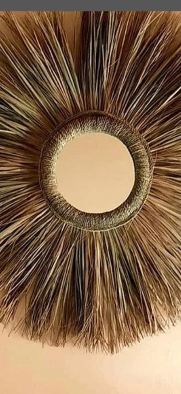 SUPERBE Miroir mural Rond SOLEIL - Grand ou XXL au Choix - raphia paille rotin Artisanal & Original - Déco Bohème et Chic -