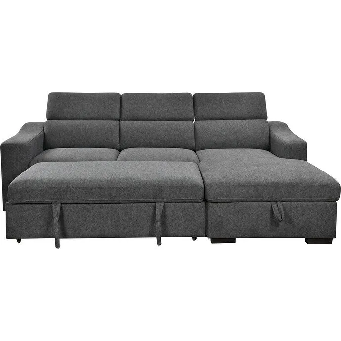 Roomfitters 103 Canapé sectionnel convertible avec méridienne de rangement, appuie-têtes réglables, canapé d'angle en L avec fonction couchage, gris foncé