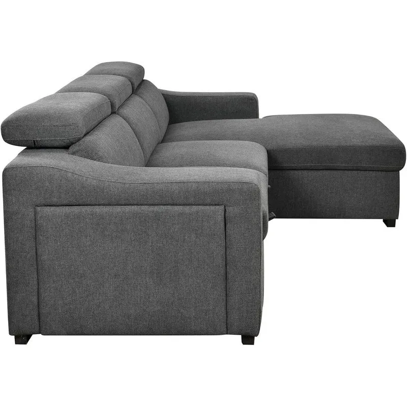 Roomfitters 103 Canapé sectionnel convertible avec méridienne de rangement, appuie-têtes réglables, canapé d'angle en L avec fonction couchage, gris foncé