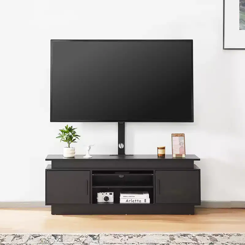 Meuble TV VEVOR 52 po avec support pour téléviseurs jusqu'à 75 po, centre de divertissement avec prise de courant, réglable en hauteur, noir