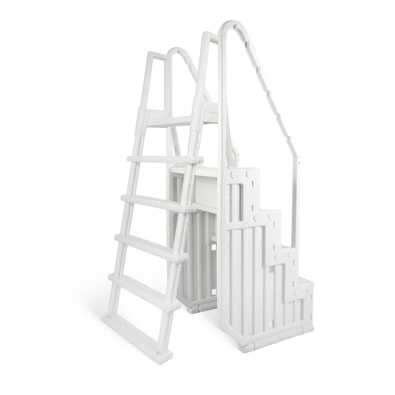 Escalier de piscine facile Blue Wave avec échelle extérieure pour piscines hors sol - 32,5 po L x 56 po P x 81 po H