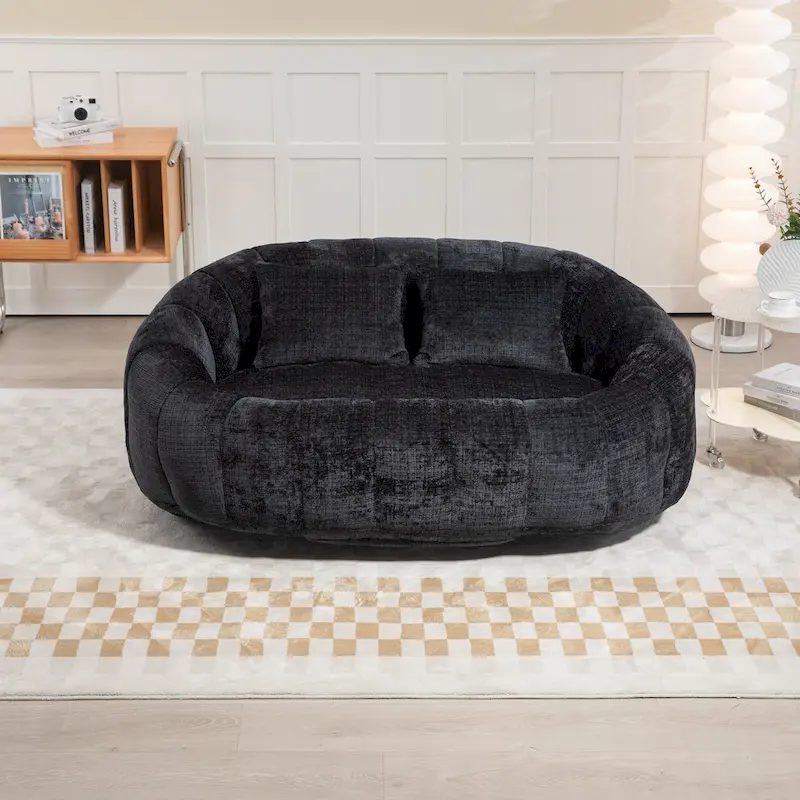 GDFStudio - Canapé paresseux 2 places en chenille Laurel avec mousse haute densité et confort surdimensionné