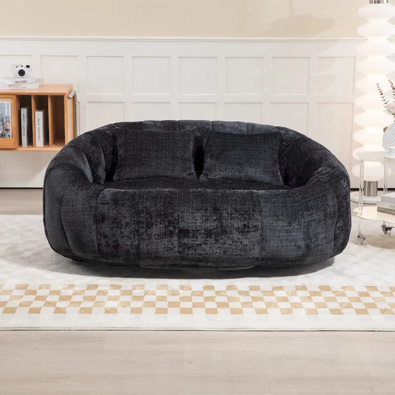 GDFStudio - Canapé paresseux 2 places en chenille Laurel avec mousse haute densité et confort surdimensionné
