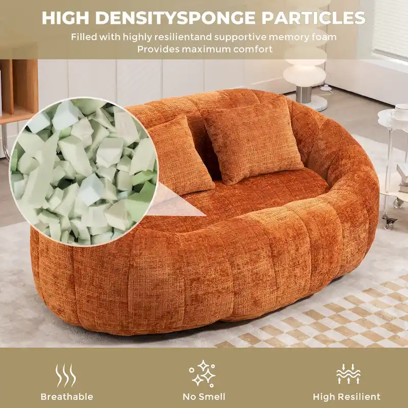 GDFStudio - Canapé paresseux 2 places en chenille Laurel avec mousse haute densité et confort surdimensionné