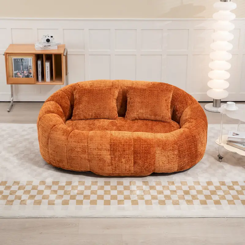 GDFStudio - Canapé paresseux 2 places en chenille Laurel avec mousse haute densité et confort surdimensionné