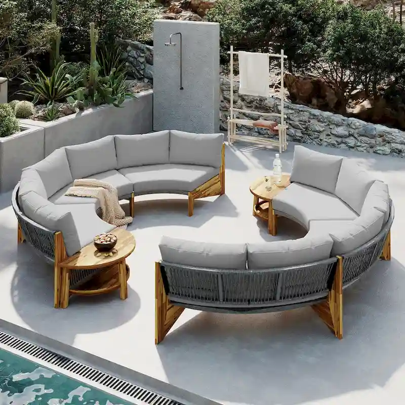 Ensemble de jardin 6 places avec coussins et 1 table basse