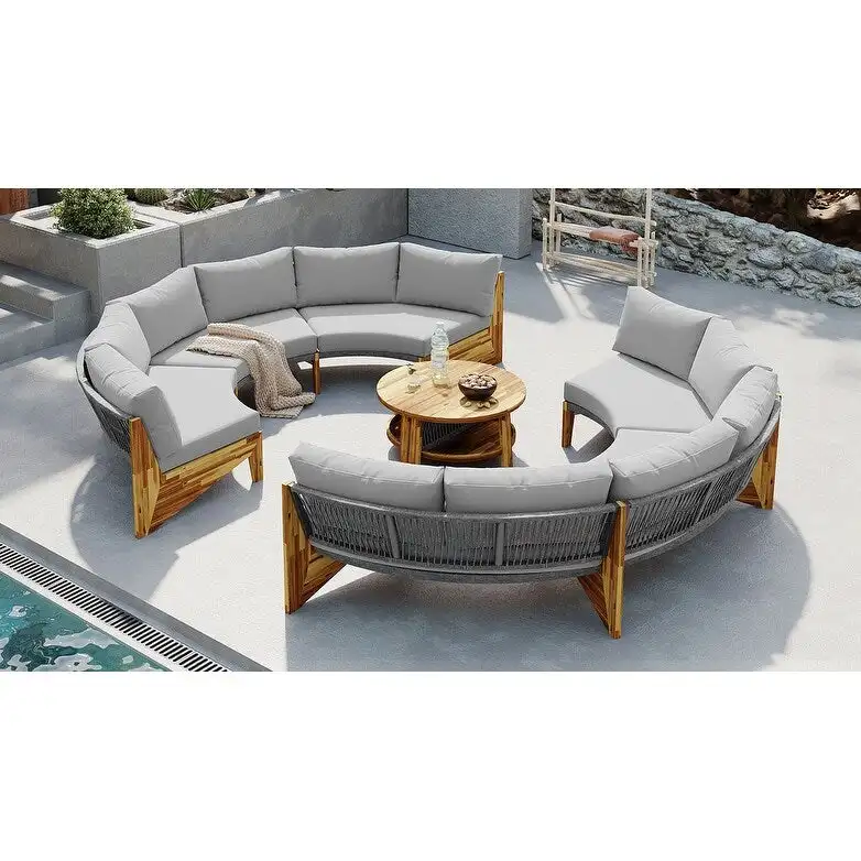 Ensemble de jardin 6 places avec coussins et 1 table basse