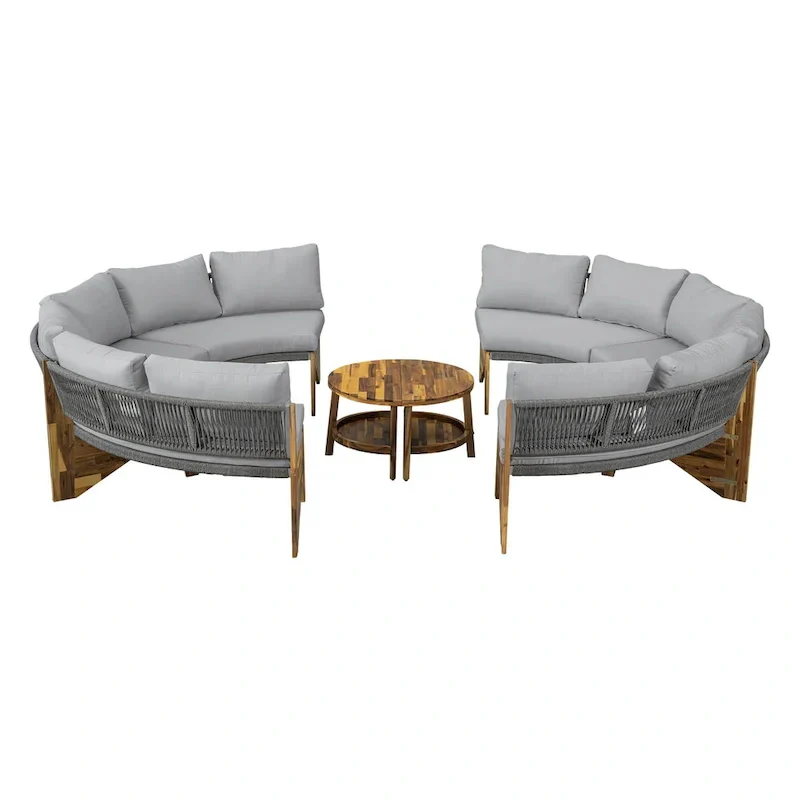 Ensemble de jardin 6 places avec coussins et 1 table basse